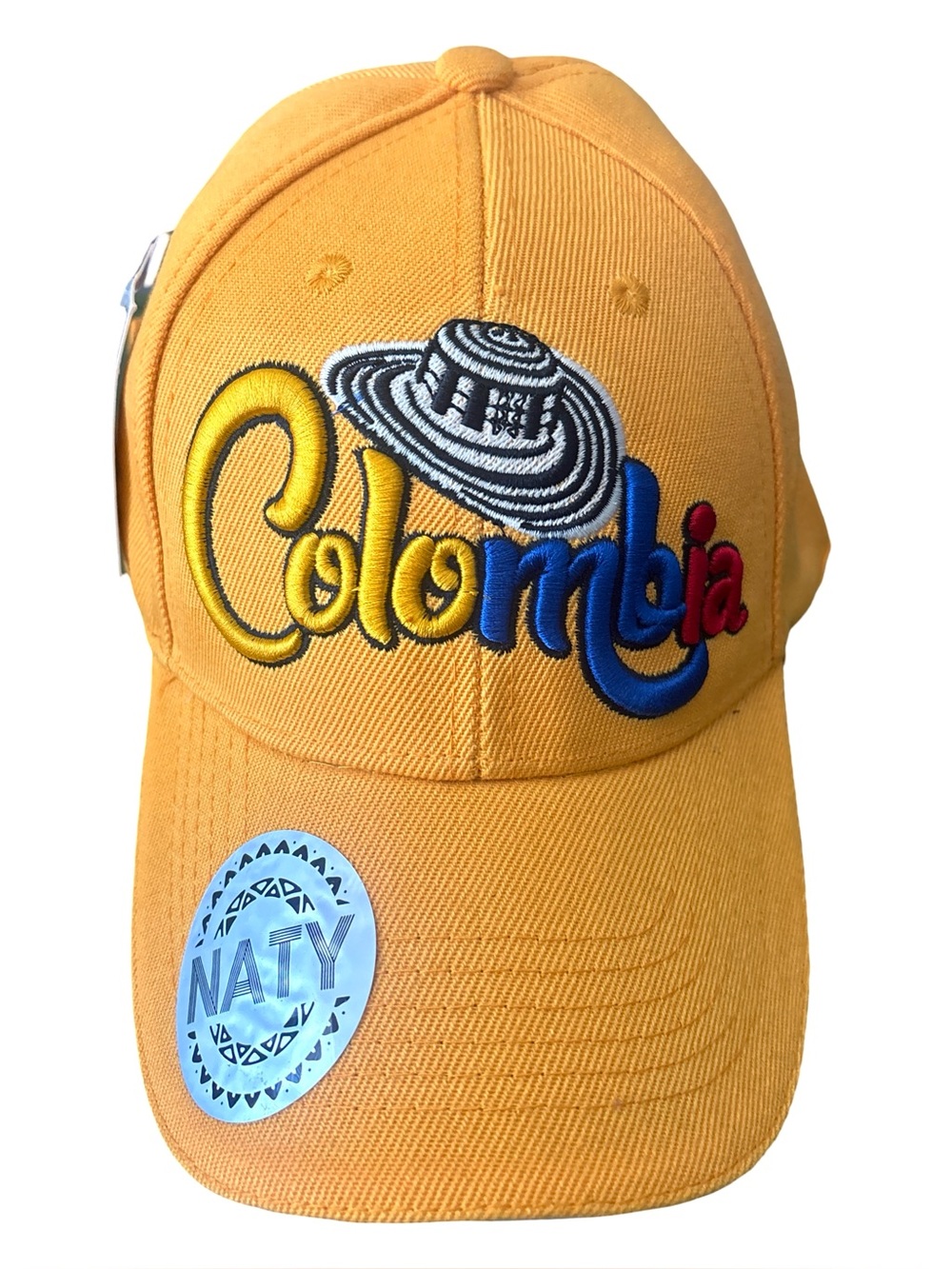 Naty Colombian Sombrero Embroidered Yellow Baseball Cap Unisex Hat Adjustable